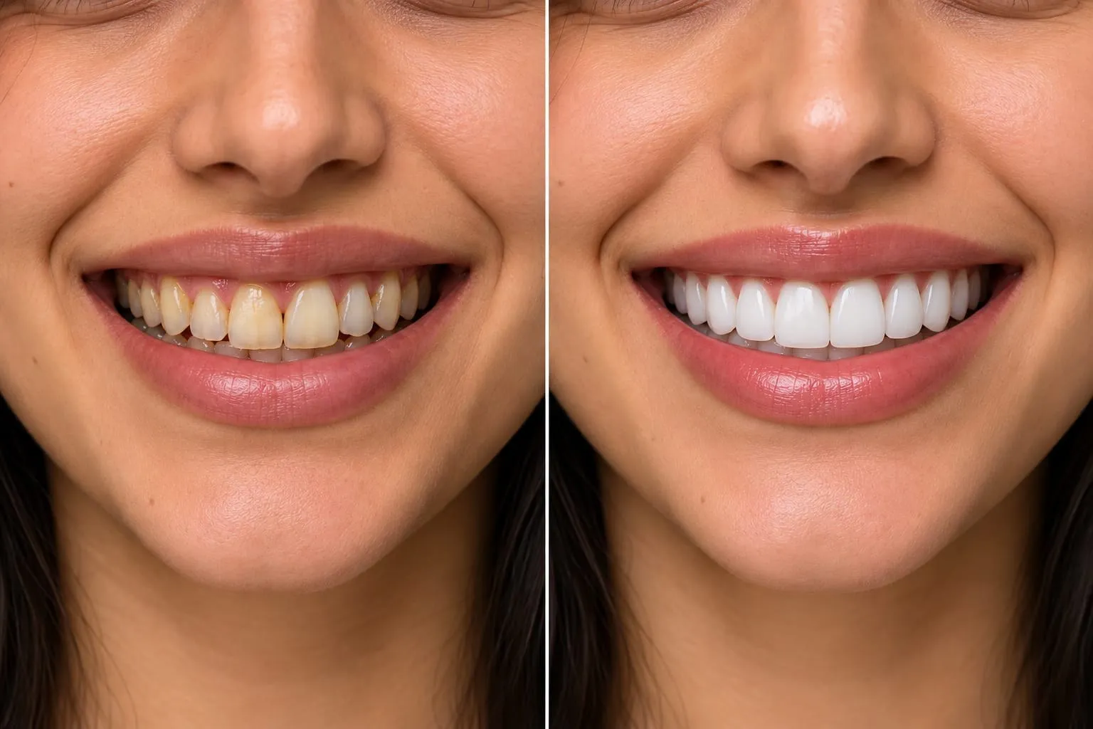 Composite veneers before and after results at Top Smile Dental Clinic Dubai